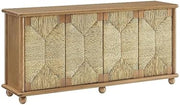 Modway Marola 71 Inch Oak Wood Sideboard with 4 Seagrass Doors