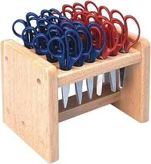 Colorations Natural Oak Wood Rack with 24 Blunt Tip Scissors Value Pack