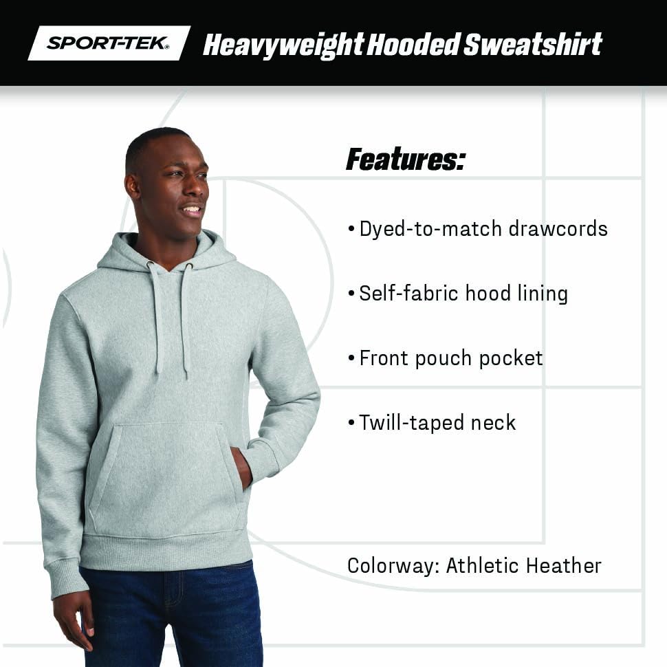 Unisex Super Heavyweight Pullover Hooded Sweatshirt Red by SPORT-TEK – Large, Cotton, Red, Model 384164