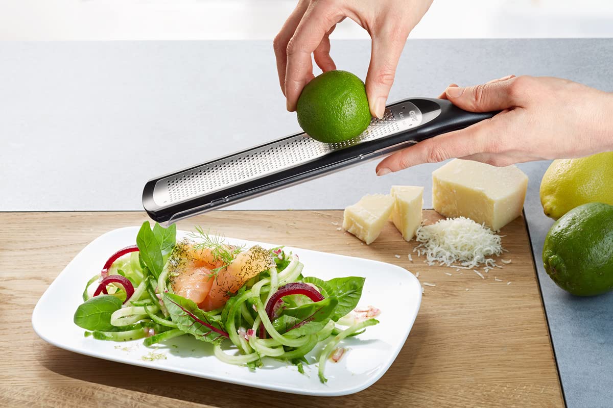 Fine Grater by GEFU – 32.2 x 5.1 x 2.3 cm, Stainless Steel Acrylonitrile Butadiene Styrene, Multicoloured, Model GF24-50470