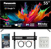 Panasonic 55" W85C 4K 3840x2160 60Hz QD-Mini LED Google TV (2026) Bundle | 2x Deco Gear HDMI Cable + 6-Outlet Surge Adapter + 37" - 70" TV Wall Mount + Deco Gear TV Guide