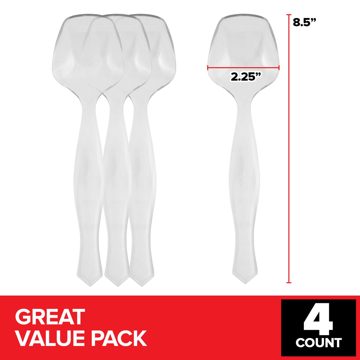 4 Count Disposable Serving Spoons by Stock Your Home – 4 Count, Plastic, Clear, Pack of 4, Model Stock Your Home 2958