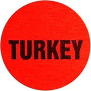 Turkey Label Red Deli Dot Packaging Labels Black Imprint- 1"Dia 1000 Per Roll