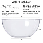 US Acrylic Vista Clear Plastic Serving Bowls, 135 Ounce Capacity, Set of 3