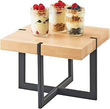 Square Maple Riser – 12W x 12D x 9H – Maple Top with Black Painted Metal Base