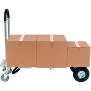 Aluminum 2-in-1 Convertible Hand Truck with Pneumatic Wheels - Senior by Global Industrial – 19"L x 63"W x 9"H, Aluminum, Gray, Model 241666