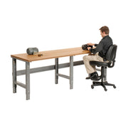 Extra Long Adjustable Height Workbench by Global Industrial – 36"L x 96"W x 3"H, Steel, Gray, Model 183172