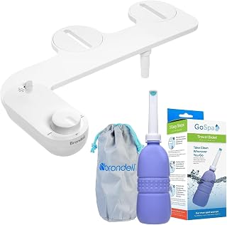 Brondell Fresh Spa FSA-15 Bidet Attachment and GoSpa Travel Bidet Bundle – Adjustable Non-Electric Bidet with Portable 400ml Peri Bottle