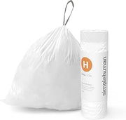 simplehuman Custom Fit Drawstring Trash Bags, 30-35 Liter / 8-9 Gallon, White, Code H Liner 240 Count