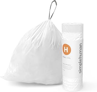 simplehuman Custom Fit Drawstring Trash Bags, 30-35 Liter / 8-9 Gallon, White, Code H Liner 240 Count