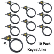Keyed Alike Trail Camera Python Adjustable Cable Locks w/20 Keys by Master Lock – 10 Pack, Aluminum, Pack of 10, Model 8419KA
