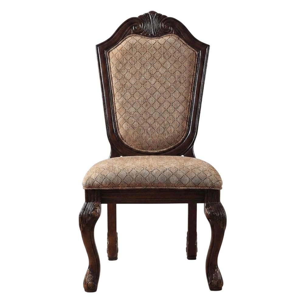 Fabric-Upholstered Rubber Wood Side Chair by Furnifact – Wood, Fabric & Espresso, Pack of 2