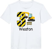 Kids Boys Construction 3rd Birthday Weston 3 Years Old Party Performance T-Shirt