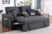 Lilola Home Cody II 70-inch Dark Gray Linen Convertible Sleeper Loveseat with Drop-Down Console, Cup Holders, USB & USB-C Charging Ports, Pocket Coil Seating — Multi-Functional Sofa Bed