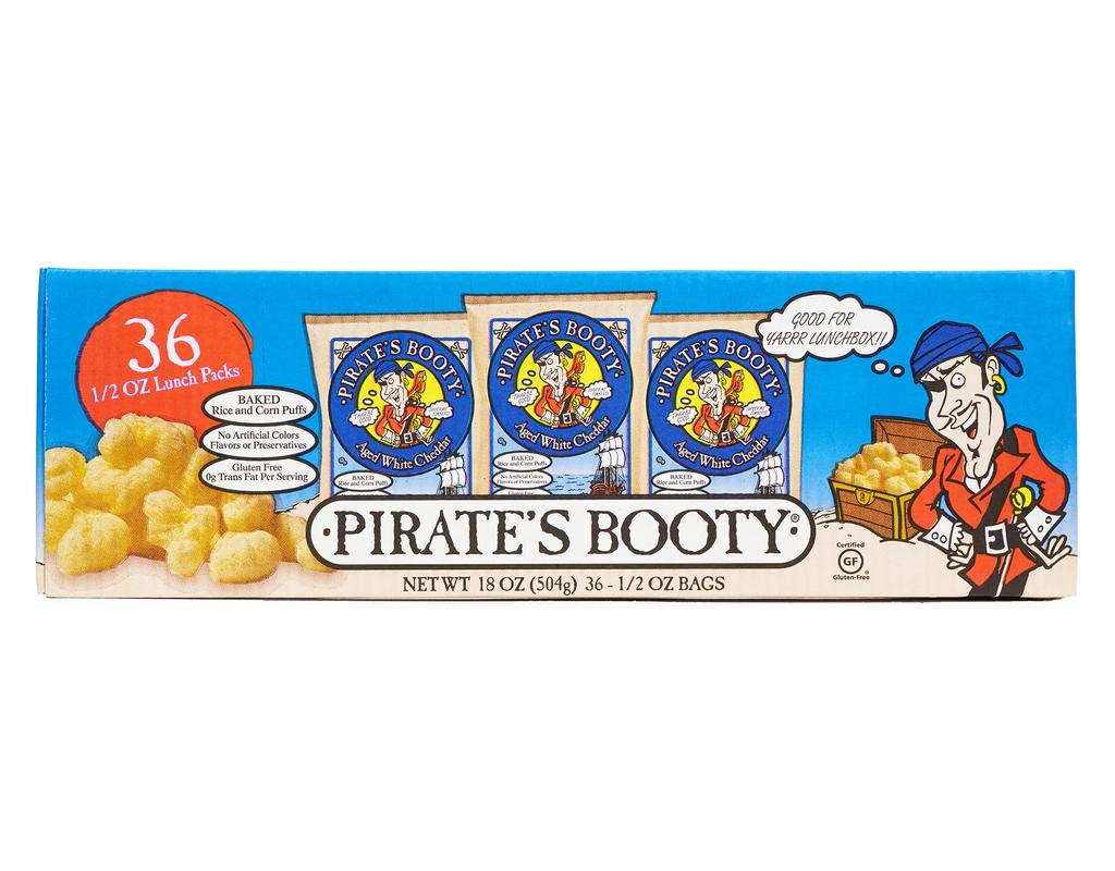 Pirate's Booty Aged Cheddar Lunch Packs by Pirate Brands – 0.5 Ounce (Pack of 36), Pack of 36, Model 1127