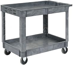 Global Industrial 2 Shelf Tray Service & Utility Cart, Plastic, 40"x26", 5" Rubber Casters