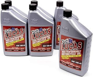 Lucas Oil 10710 High Performance Semi-Synthetic SAE 10W-40 Motorcycle Oil - 1 Quart (Pack of 6)