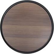 HUBERT Round Faux Dark Wood Melamine Tray with Black Border - 14"D