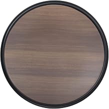 HUBERT Round Faux Dark Wood Melamine Tray with Black Border - 14"D