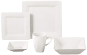 Nova Square 40 pc Dinnerware Set by 10 Strawberry Street – 40 PC, Stoneware, Cream White, Model NOVA-40SQ-BB