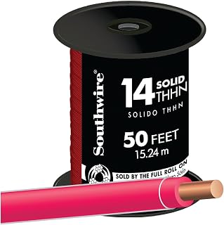 Southwire 11581641 50' 14 Gauge Solid Red Thhn Wire