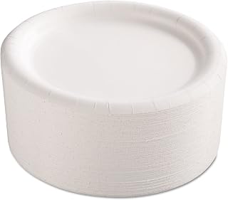 AJM Packaging Premium Coated Paper Plates, 9" dia, White, 125/Pack, 4 Packs/Carton