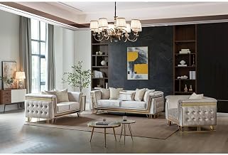 Judy Modern Tufted 2-piece Living Room Set with Gold Accents