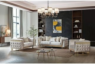 Judy Modern Tufted 2-piece Living Room Set with Gold Accents