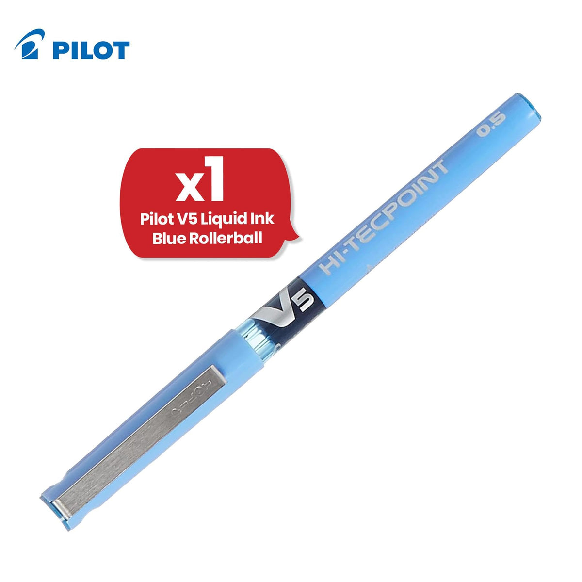 V5 Liquid Ink Rollerball 0.5 mm Tip (Single Pen) - Blue by PILOT – 1 Count (Pack of 1), Plastic, Blue, Model BXL-V5-L
