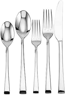 Mikasa Rockford 20-Piece Flatware Set, Service for 4, Forged 18/0 Stainless Steel Silverware with Modern Square-Cut Design, Dishwasher Safe Cutlery Set