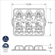 Gingerbread Kids Cakelet Pan by Nordic Ware – 6-Cavities, 12.25 inches, Aluminum, Silver, Model 86948