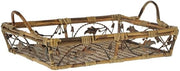 Bronze Iron and Natural Bamboo Decorative Basket - 19"L x 13 1/2"W x 4"H