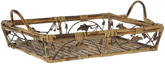 Bronze Iron and Natural Bamboo Decorative Basket - 19"L x 13 1/2"W x 4"H