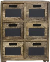 HUBERT Rustic Look Display Fixture 6 Drawers with Chalkboard Signs Mango Wood - 17" L x 11 2/5 W x 20" H
