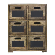 Rustic Look Display Fixture 6 Drawers with Chalkboard Signs Mango Wood - 17" L x 11 2/5 W x 20" H by HUBERT – 17" L x 11 2/5 W x 20" H, Mango Wood, Brown, Model MDA-H716-04
