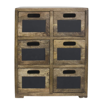 Rustic Look Display Fixture 6 Drawers with Chalkboard Signs Mango Wood - 17" L x 11 2/5 W x 20" H by HUBERT – 17" L x 11 2/5 W x 20" H, Mango Wood, Brown, Model MDA-H716-04