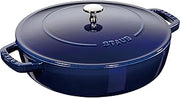 STAUB Braiser 40511-477 Braiser Saute Pan, 9.4 inches (24 cm), Double Handed, Cast Iron, Enameled Pot, Shallow Type, Sukiyaki, Induction Compatible, Japanese Product