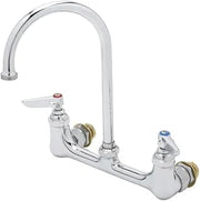 T&S Brass B-0331-CC Faucet, Wall Mount, 8" Centers, Swivel Gooseneck, 1/2" NPT Male Inlets