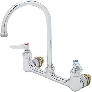 T&S Brass B-0331-CC Faucet, Wall Mount, 8" Centers, Swivel Gooseneck, 1/2" NPT Male Inlets