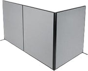 Global Industrial 60-1/4"W x 72" H Freestanding 3-Panel Corner Room Divider, Gray