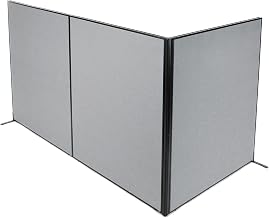 Global Industrial 60-1/4"W x 72" H Freestanding 3-Panel Corner Room Divider, Gray