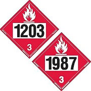 Labelmaster ZTV0387 Two-Sided 4-Digit Hazmat Placard, 1203 Gasoline/1987 Alcohols, N.O.S, Rigid Vinyl (Pack of 25)