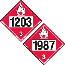 Labelmaster ZTV0387 Two-Sided 4-Digit Hazmat Placard, 1203 Gasoline/1987 Alcohols, N.O.S, Rigid Vinyl (Pack of 25)