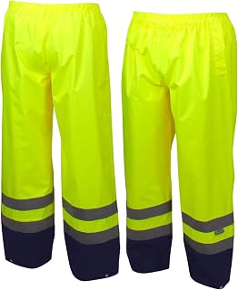 Pyramex Hi-Vis Rainwear Waterproof Rain Work Safety Elastic Waist Pants, Large