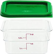 Cambro 1 2SFSCW135 Clear Container with SFC2452 Kelly Lid, 2 Quart With Lid, Clear, Green