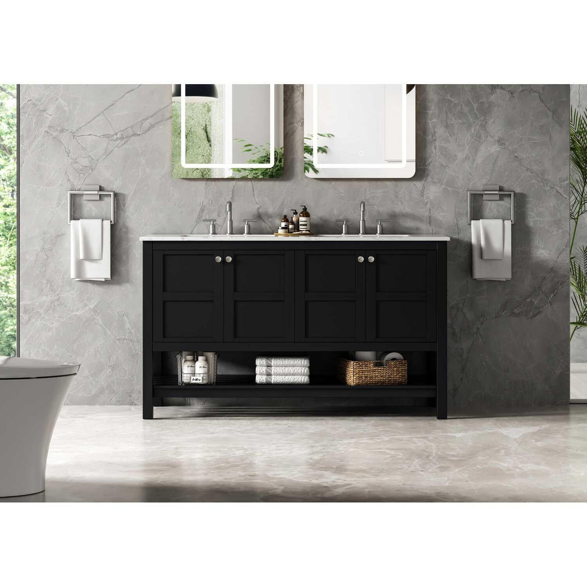 Theo Bathroom Vanity black by Lighting Design – Wood, Black, Model VF16454DBK