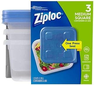 SC Johnson Ziploc Container, Medium Square,3 Count (Pack of 1)