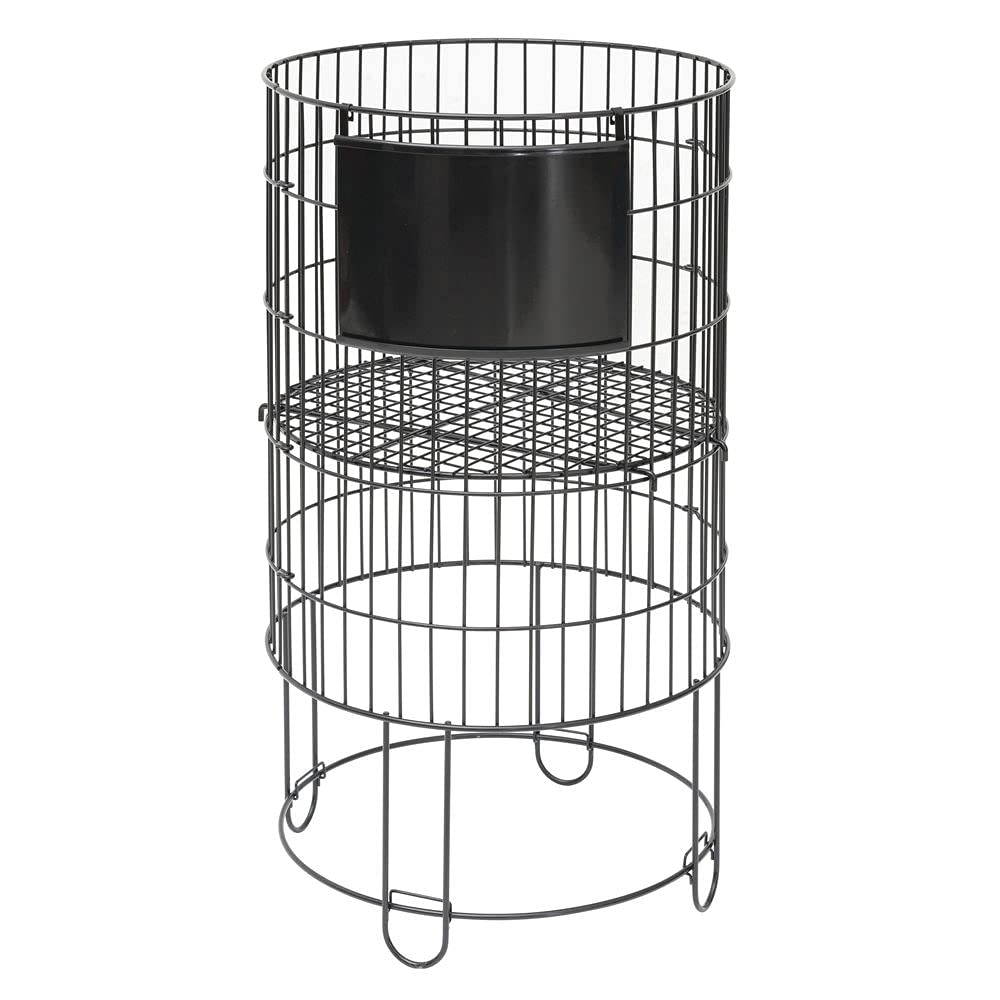 Round Black Wire Collapsible Dump Bin - 18"D x 32"H by HUBERT – Metal, Black, Model HEN-1916650