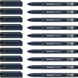 Schneider Topball 811 Refillable .5mm Rollerball, Black Ink, Box of 10 (08111)