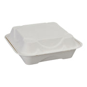 ECO PRODUCTS 8" 3 Compartment / White / Classic Clamshell Take Out Containers